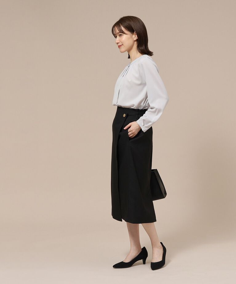 SHOO･LA･RUE「【通勤/デイリー/セレモニーにも】配色バンドカラー風ブラウス【CIRCRIC】」|シャツ・ブラウス|