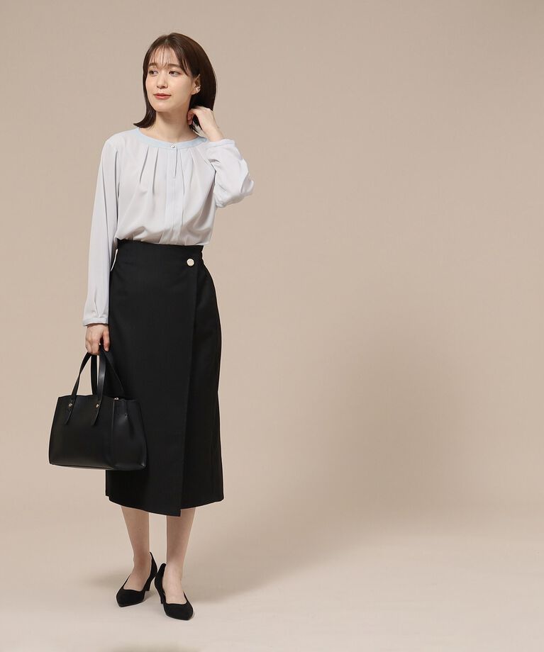 SHOO･LA･RUE「【通勤/デイリー/セレモニーにも】配色バンドカラー風ブラウス【CIRCRIC】」|シャツ・ブラウス|