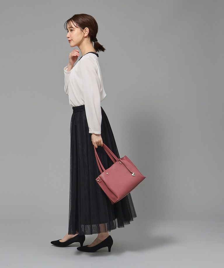 SHOO･LA･RUE「【通勤/デイリー/セレモニーにも】配色バンドカラー風ブラウス【CIRCRIC】」|シャツ・ブラウス|