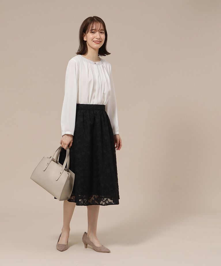 SHOO･LA･RUE「【通勤/デイリー/セレモニーにも】配色バンドカラー風ブラウス【CIRCRIC】」|シャツ・ブラウス|