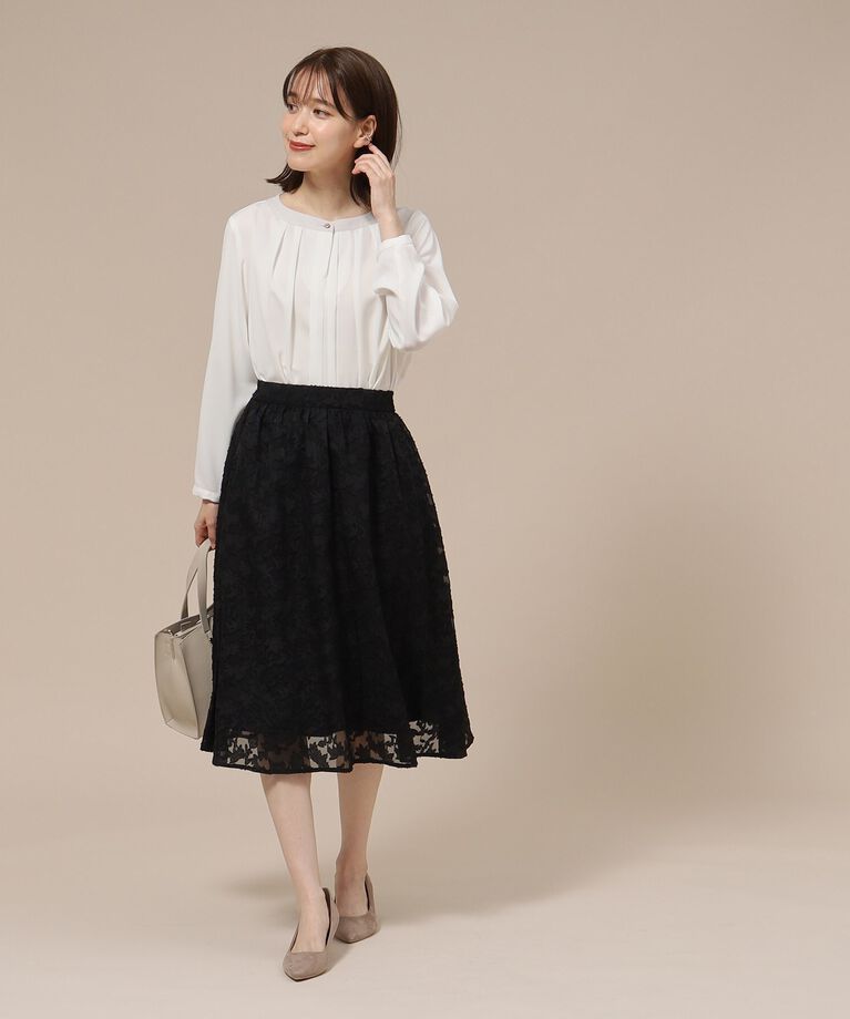 SHOO･LA･RUE「【通勤/デイリー/セレモニーにも】配色バンドカラー風ブラウス【CIRCRIC】」|シャツ・ブラウス|