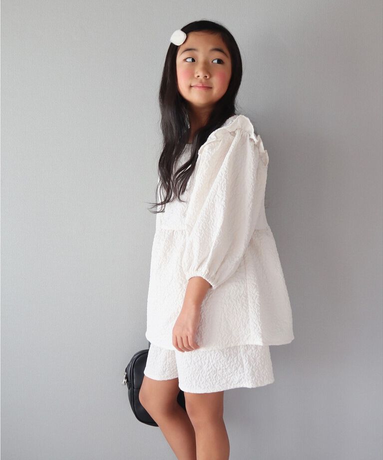SHOO･LA･RUE「【110-140cm/プチセレ】エンボスショートパンツ」|キュロット|