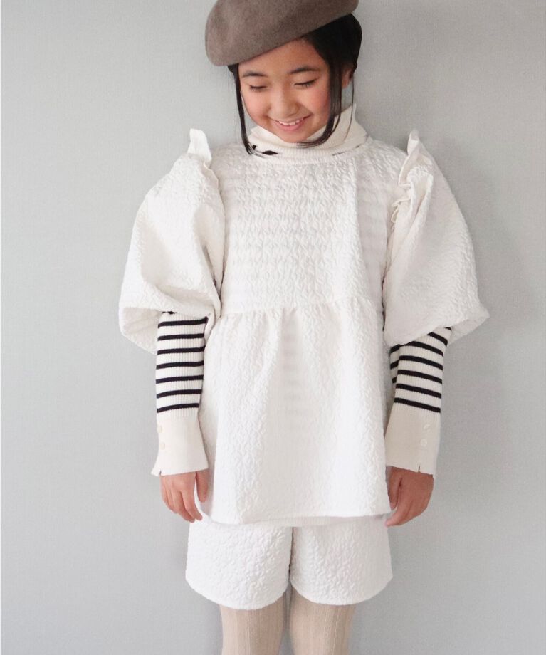 SHOO･LA･RUE「【110-140cm/プチセレ】エンボスショートパンツ」|キュロット|