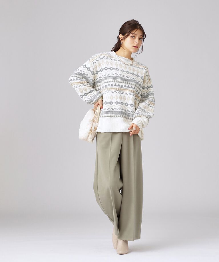 SHOO･LA･RUE「【洗える】大人レトロな雰囲気に モール ジャカードニット」|ニット・セーター|