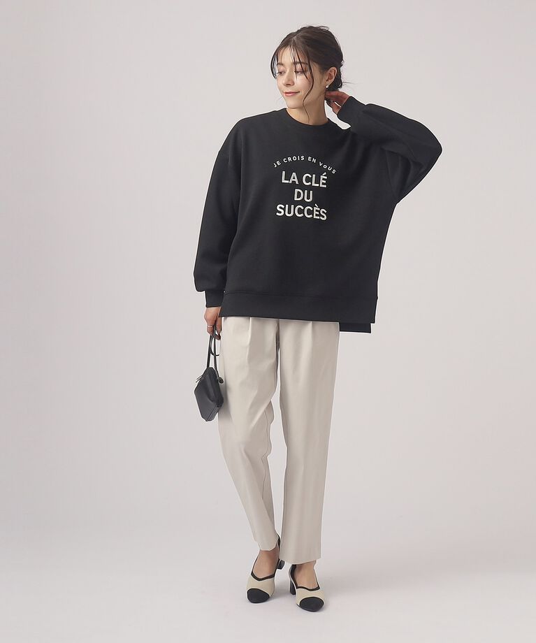 SHOO･LA･RUE「優しい着心地　もちさら 大人のロゴ刺繍トップス」|Tシャツ・カットソー|