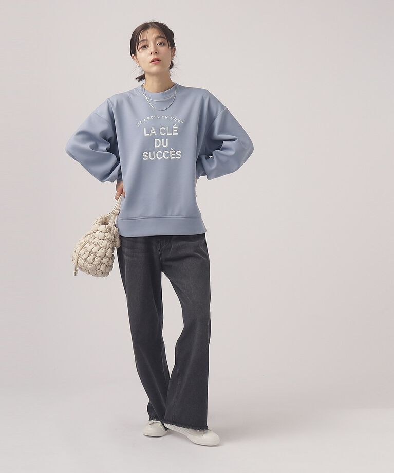 SHOO･LA･RUE「優しい着心地　もちさら 大人のロゴ刺繍トップス」|Tシャツ・カットソー|