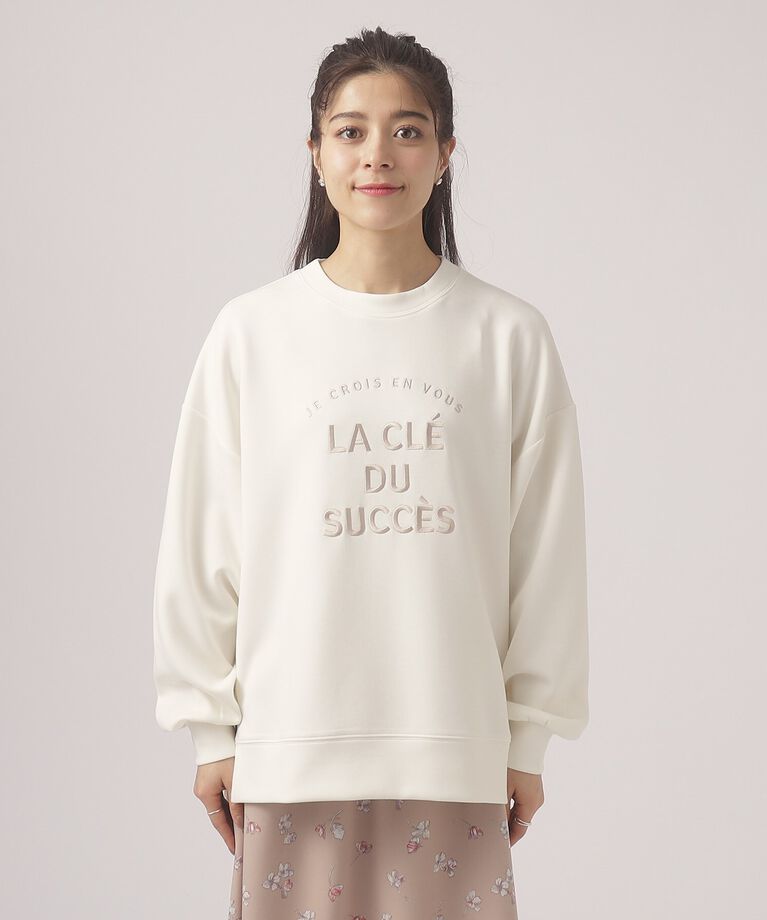 SHOO･LA･RUE「優しい着心地　もちさら 大人のロゴ刺繍トップス」|Tシャツ・カットソー|