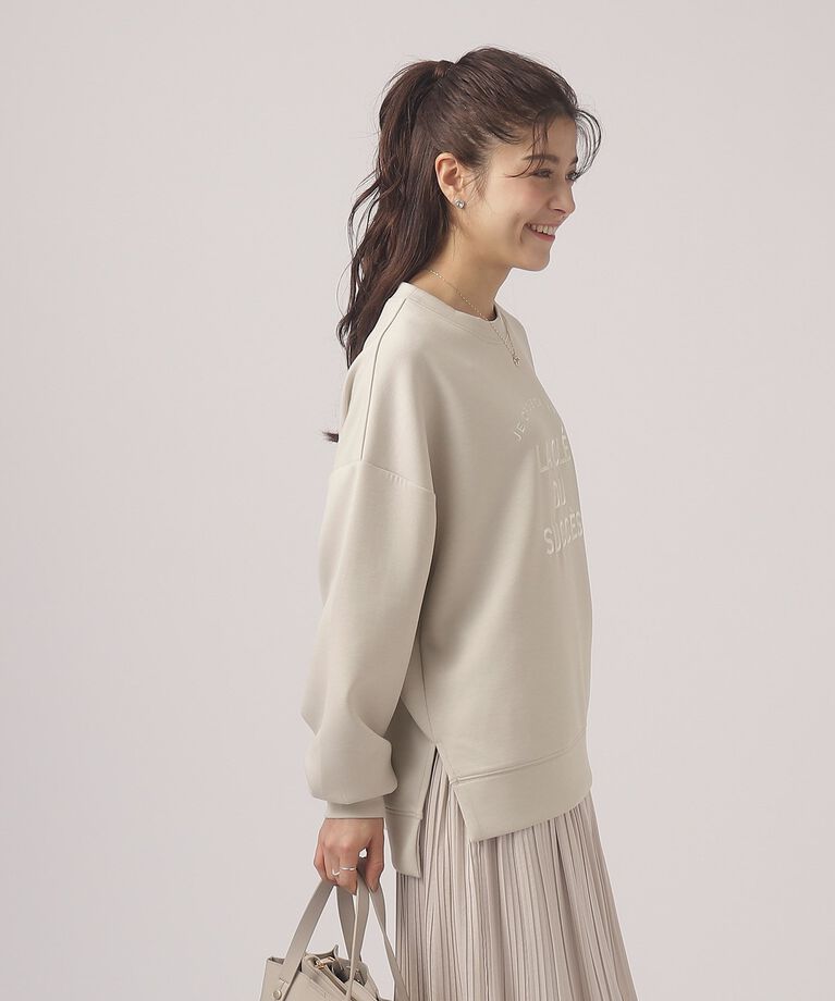 SHOO･LA･RUE「優しい着心地　もちさら 大人のロゴ刺繍トップス」|Tシャツ・カットソー|