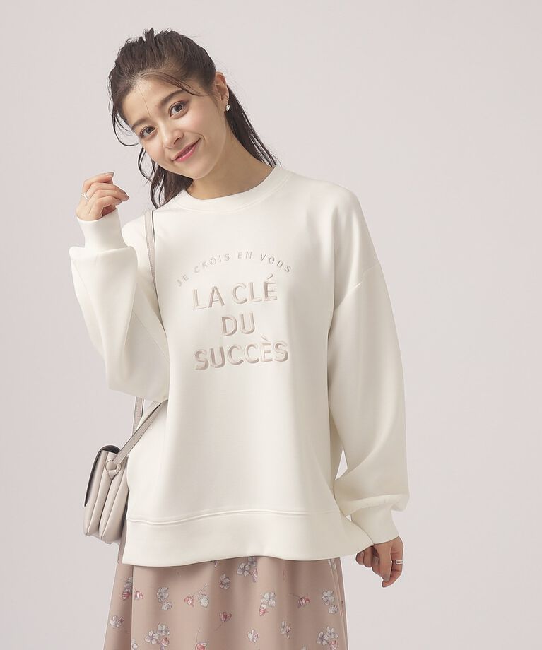 SHOO･LA･RUE「優しい着心地　もちさら 大人のロゴ刺繍トップス」|Tシャツ・カットソー|