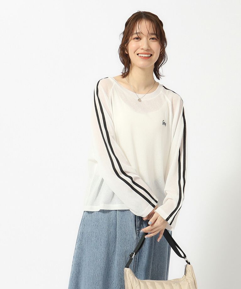 SHOO･LA･RUE「大人の抜け感コーデに ライン入りシアートップス」|Tシャツ・カットソー|