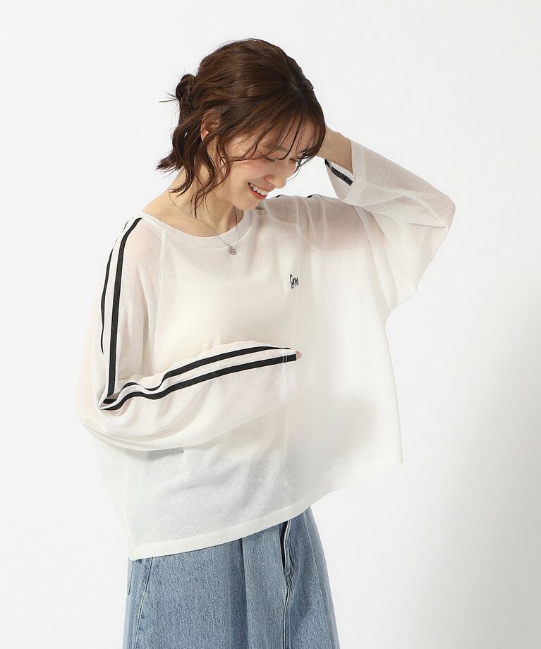 SHOO･LA･RUE「大人の抜け感コーデに ライン入りシアートップス」|Tシャツ・カットソー|