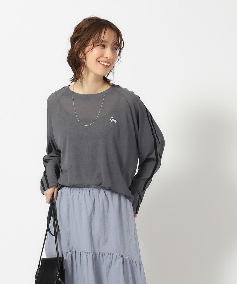 SHOO･LA･RUE「大人の抜け感コーデに ライン入りシアートップス」|Tシャツ・カットソー|