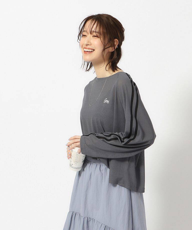 SHOO･LA･RUE「大人の抜け感コーデに ライン入りシアートップス」|Tシャツ・カットソー|