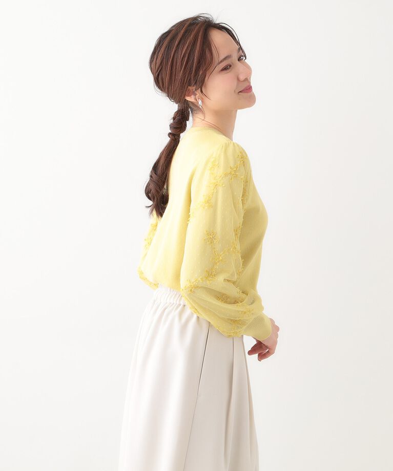 SHOO･LA･RUE「【S-LL】大人可愛い お袖レースドッキングニット」|ニット・セーター|