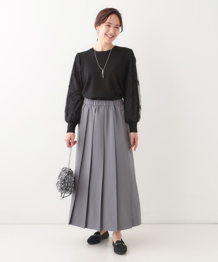 SHOO･LA･RUE「【S-LL】大人可愛い お袖レースドッキングニット」|ニット・セーター|