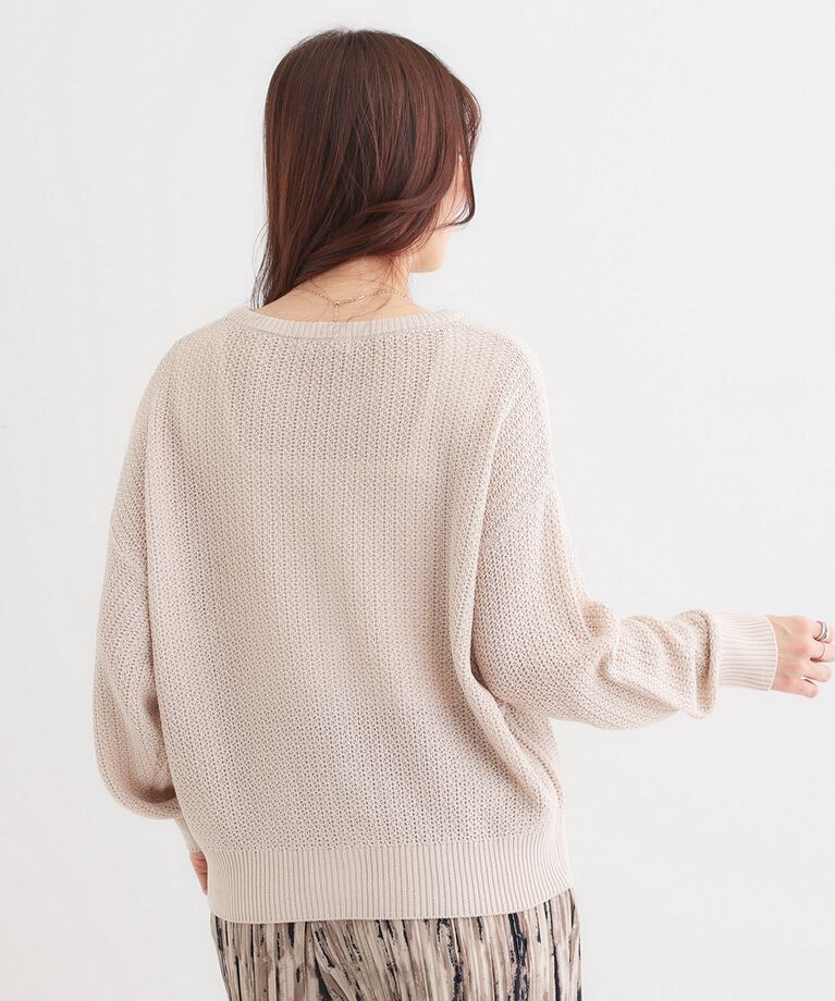 SHOO･LA･RUE「【洗える】ざっくり編みが大人かわいい キーネックカーディガン」|カーディガン|