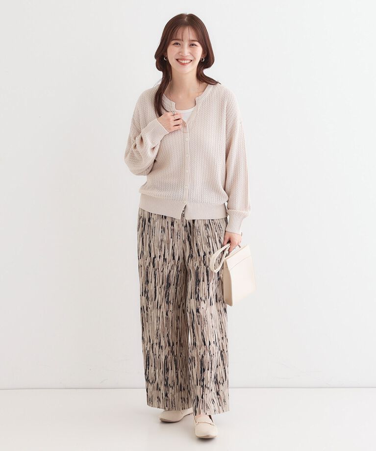 SHOO･LA･RUE「【洗える】ざっくり編みが大人かわいい キーネックカーディガン」|カーディガン|