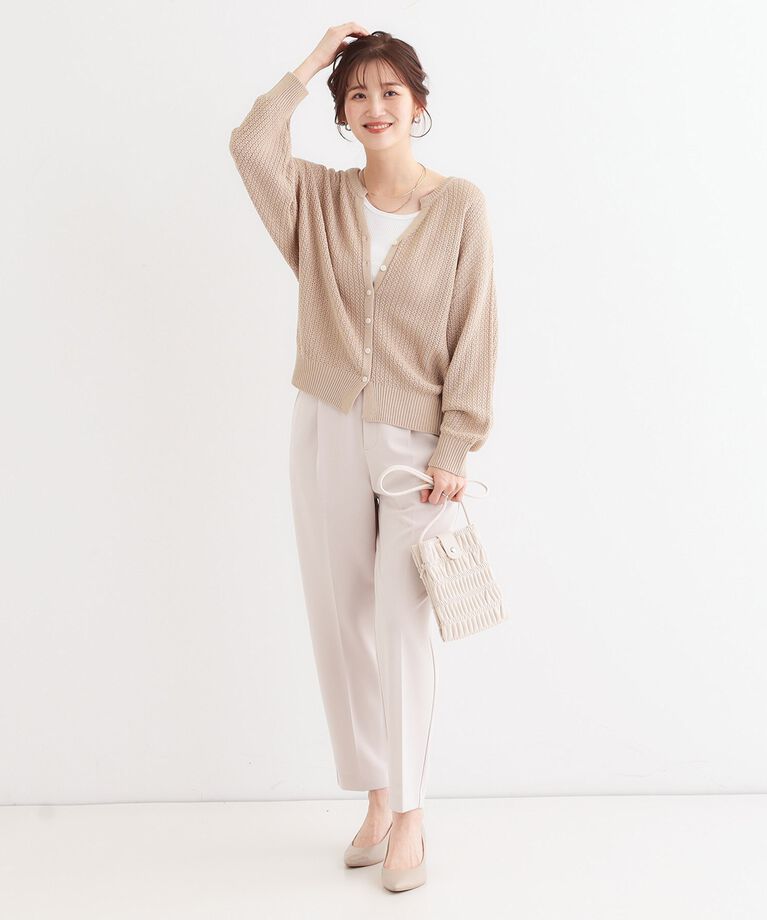 SHOO･LA･RUE「【洗える】ざっくり編みが大人かわいい キーネックカーディガン」|カーディガン|