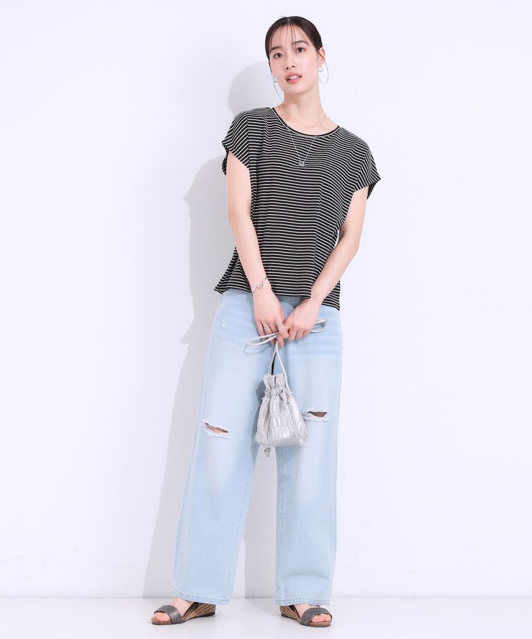 SHOO･LA･RUE「【S-LL/2点セット】程よい甘さをプラス Tシャツ＋チュールトップス」|Tシャツ・カットソー|