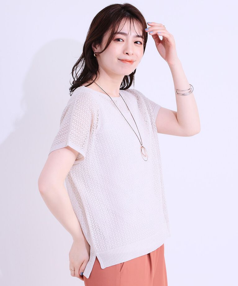 SHOO･LA･RUE「【S-LL/2点セット】ラメ透かしニット＋タンクトップ」|ニット・セーター|