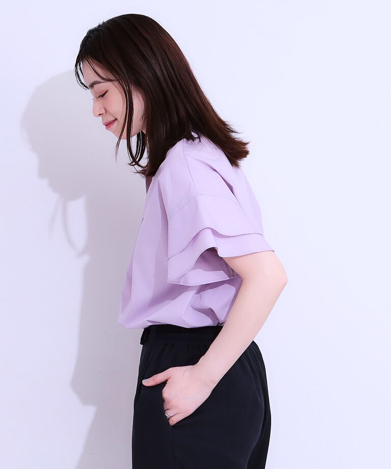 SHOO･LA･RUE「袖フリルスキッパーシャツ」|シャツ・ブラウス|