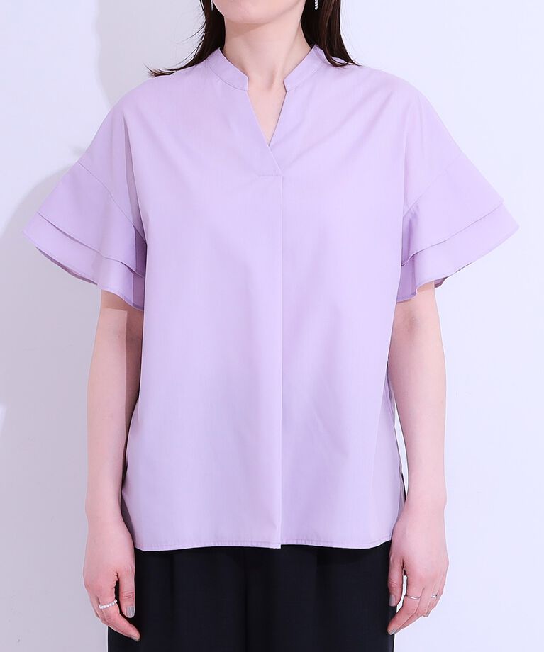 SHOO･LA･RUE「袖フリルスキッパーシャツ」|シャツ・ブラウス|