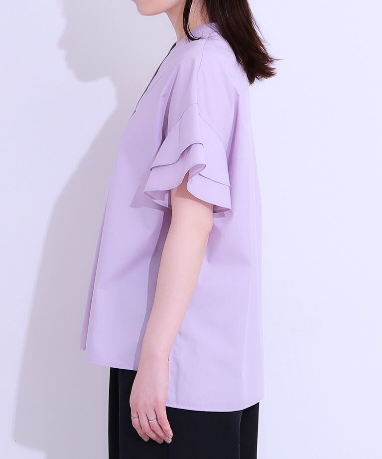 SHOO･LA･RUE「袖フリルスキッパーシャツ」|シャツ・ブラウス|