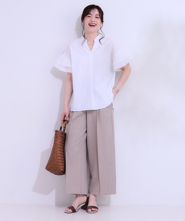 SHOO･LA･RUE「袖フリルスキッパーシャツ」|シャツ・ブラウス|