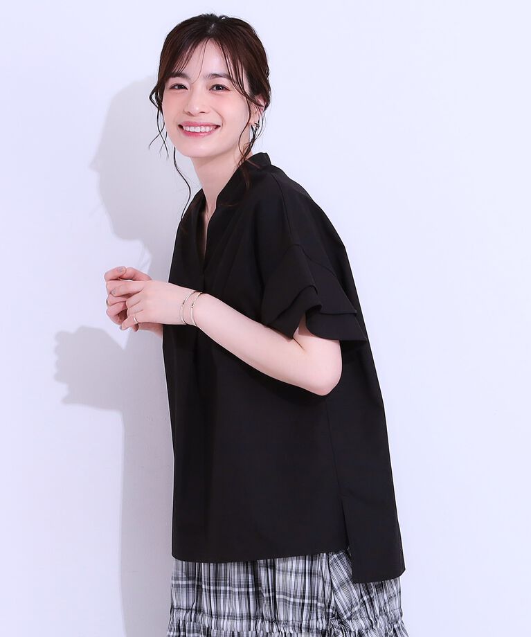 SHOO･LA･RUE「袖フリルスキッパーシャツ」|シャツ・ブラウス|
