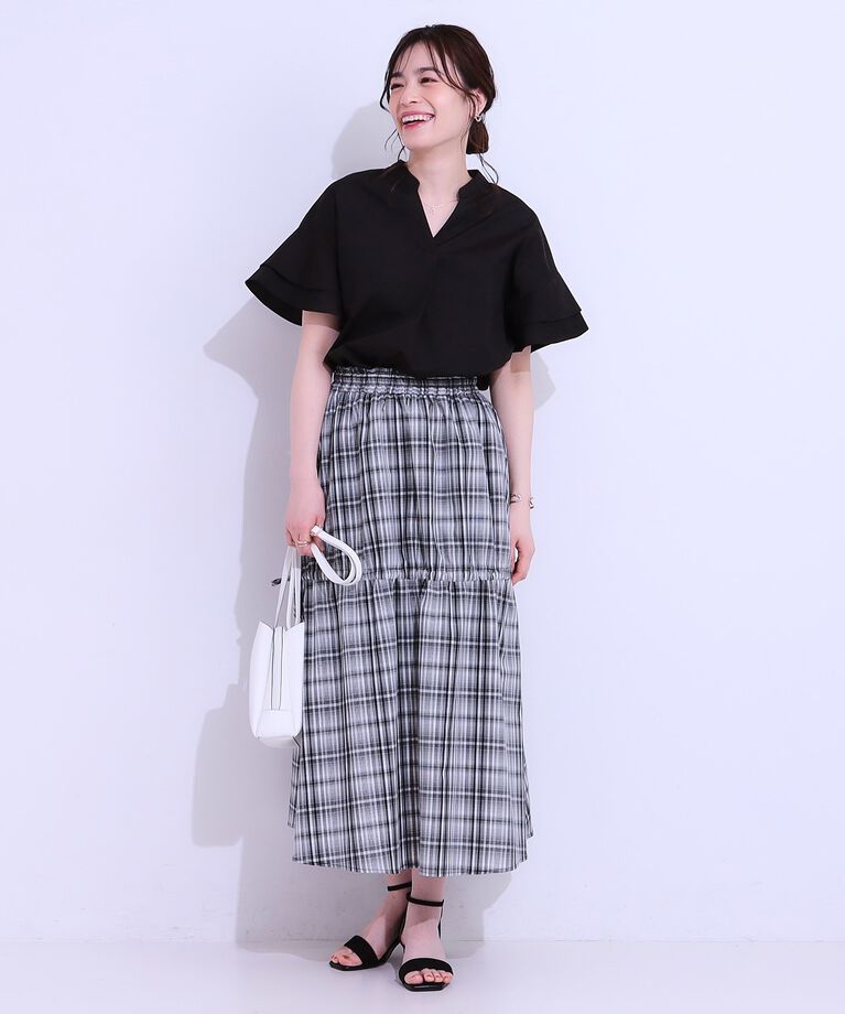 SHOO･LA･RUE「袖フリルスキッパーシャツ」|シャツ・ブラウス|