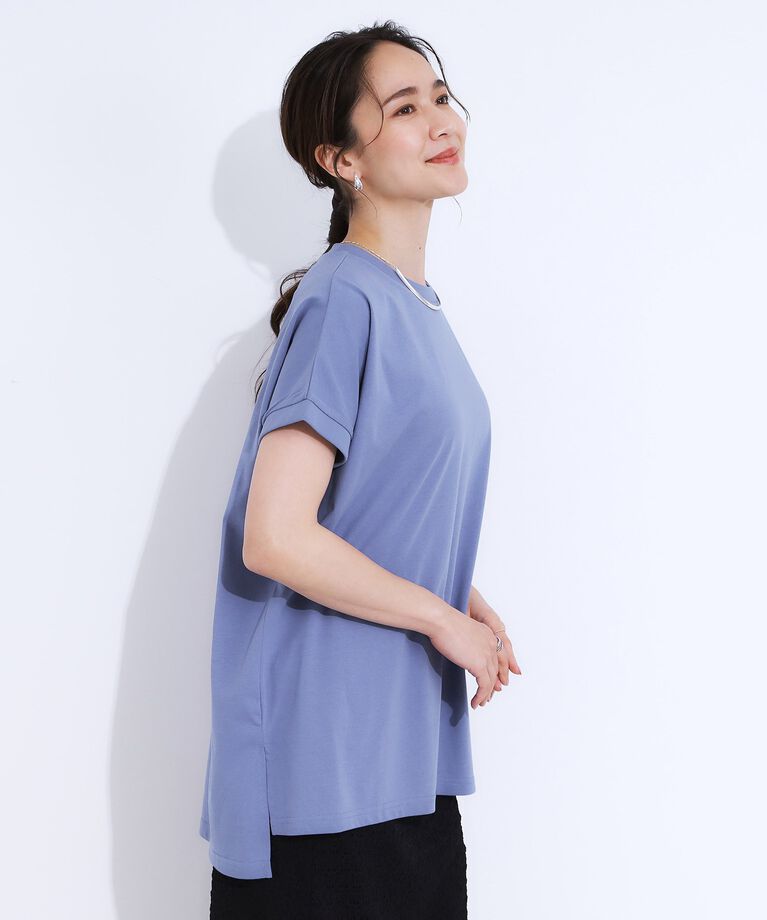 SHOO･LA･RUE「【洗える/S-LL/ひんやり/UV】汗をかいても気になりにくい スリットトップス」|Tシャツ・カットソー|