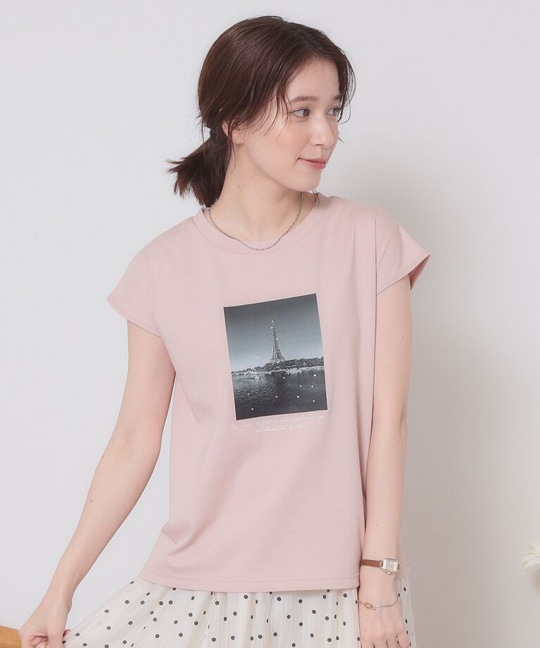 ITS’DEMO「【手洗い可】フォトフレンチTシャツ」|Tシャツ・カットソー|ピンク(071)
