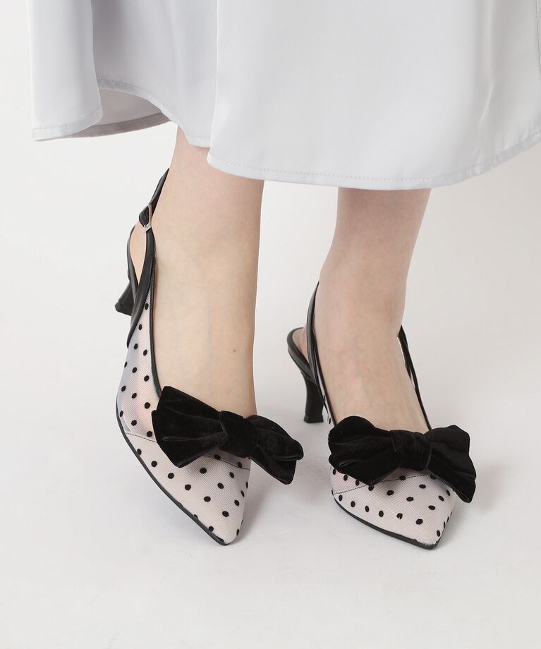ESPERANZA「リボンチュールレースバックストラップ2WAYパンプス」|パンプス|