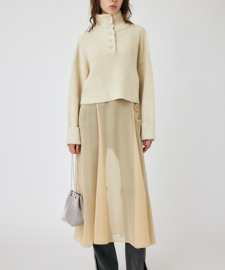 MOUSSY「BUTTON UP HI NECK KNIT トップス」|ニット・セーター|