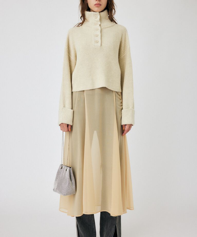MOUSSY「BUTTON UP HI NECK KNIT トップス」|ニット・セーター|