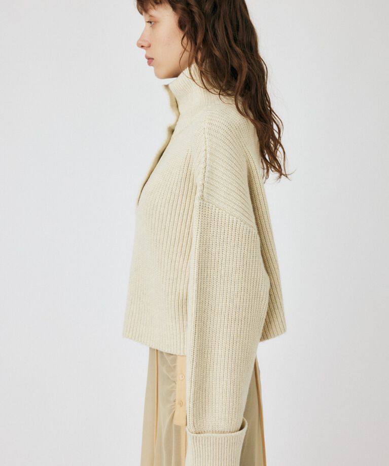 MOUSSY「BUTTON UP HI NECK KNIT トップス」|ニット・セーター|