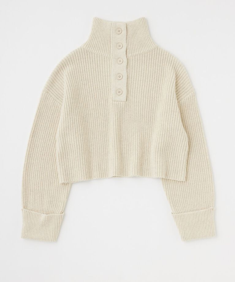 MOUSSY「BUTTON UP HI NECK KNIT トップス」|ニット・セーター|
