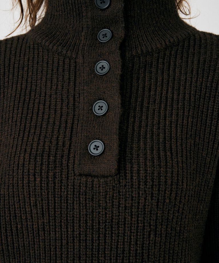 MOUSSY「BUTTON UP HI NECK KNIT トップス」|ニット・セーター|