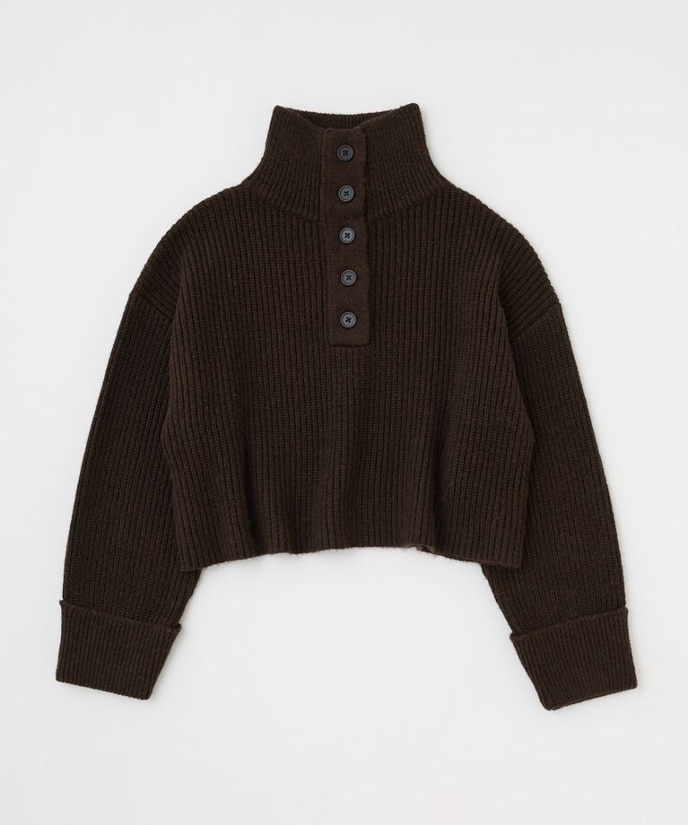 MOUSSY「BUTTON UP HI NECK KNIT トップス」|ニット・セーター|