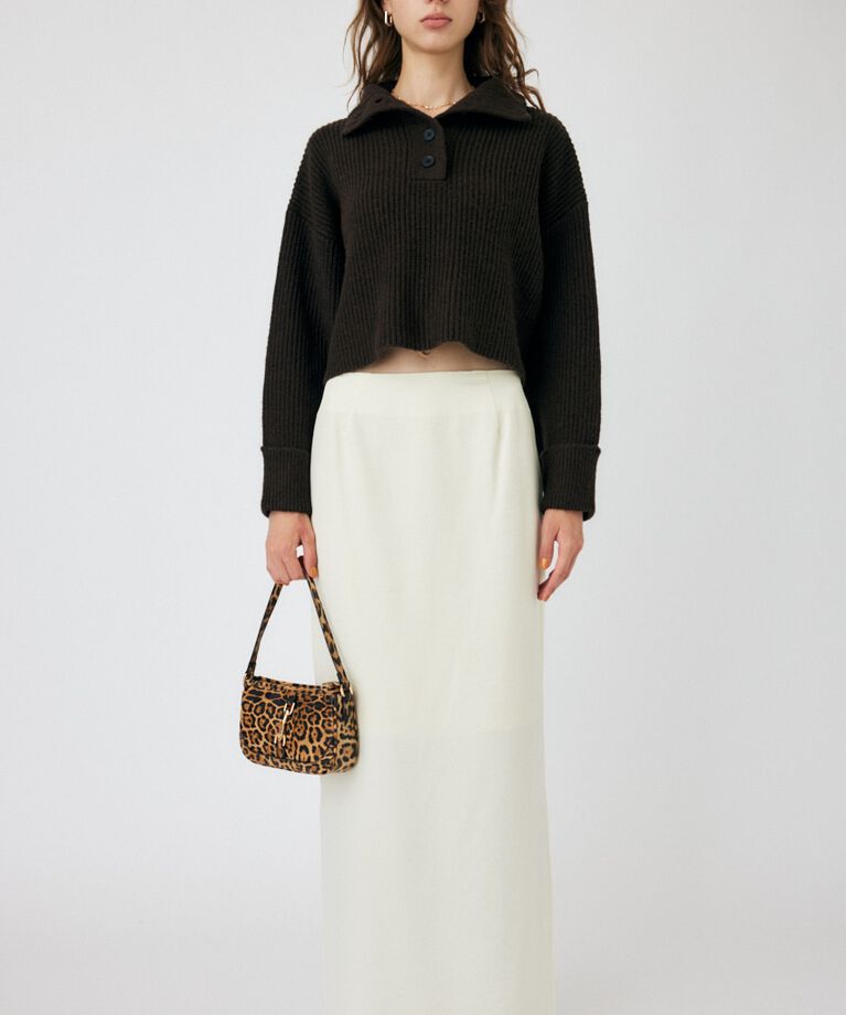 MOUSSY「BUTTON UP HI NECK KNIT トップス」|ニット・セーター|