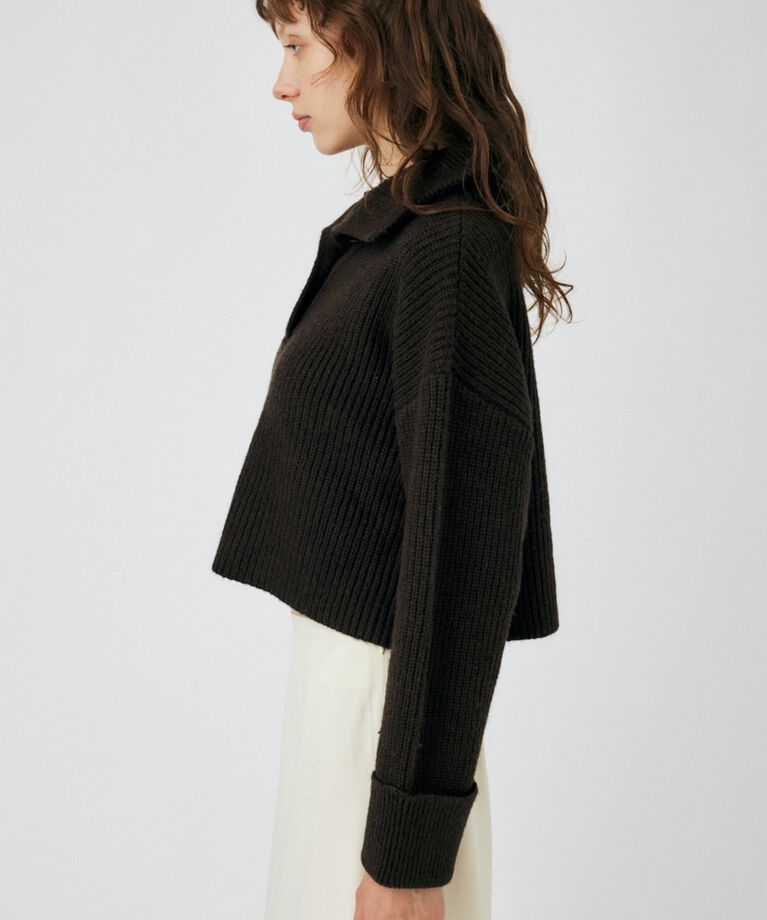 MOUSSY「BUTTON UP HI NECK KNIT トップス」|ニット・セーター|