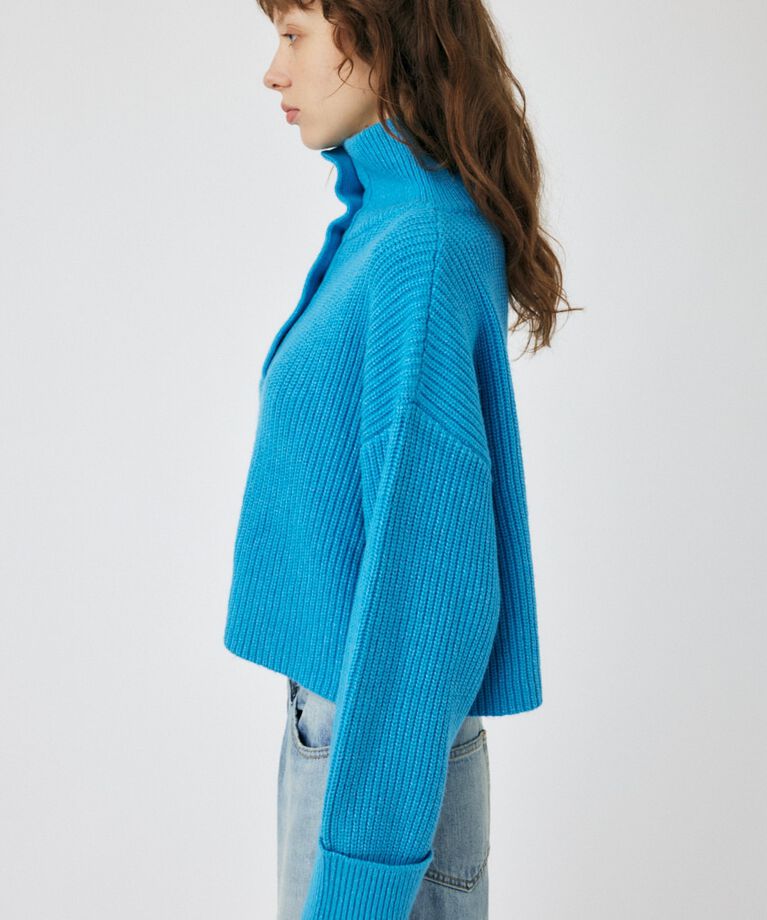 MOUSSY「BUTTON UP HI NECK KNIT トップス」|ニット・セーター|