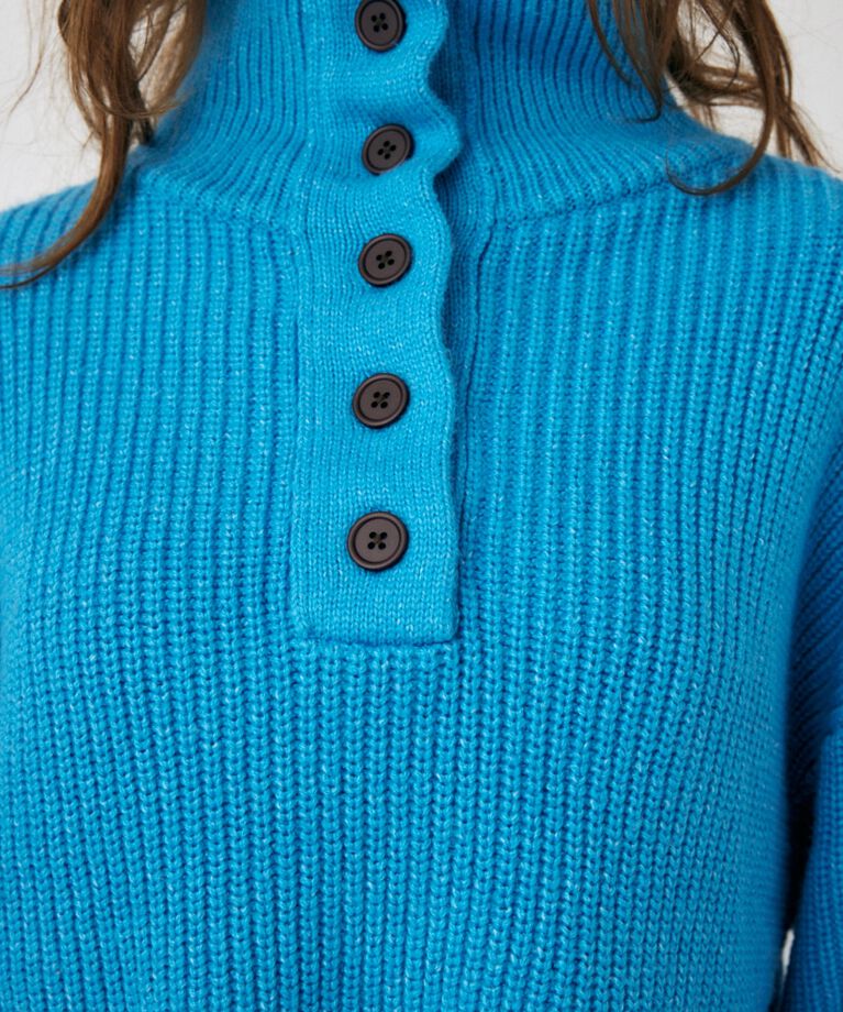 MOUSSY「BUTTON UP HI NECK KNIT トップス」|ニット・セーター|