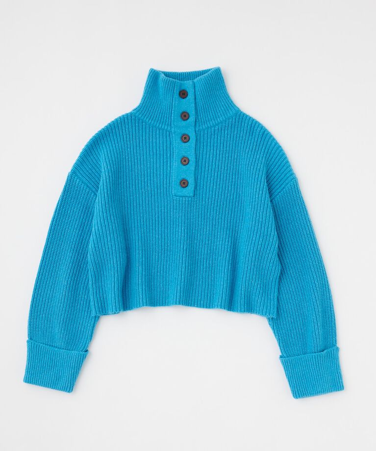 MOUSSY「BUTTON UP HI NECK KNIT トップス」|ニット・セーター|