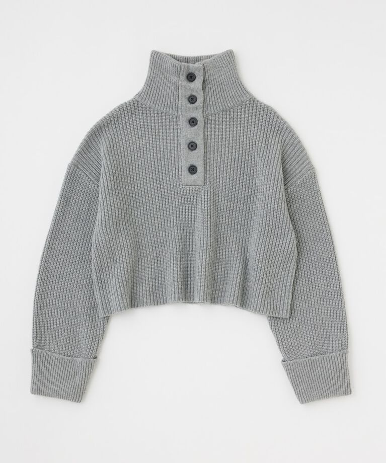 MOUSSY「BUTTON UP HI NECK KNIT トップス」|ニット・セーター|