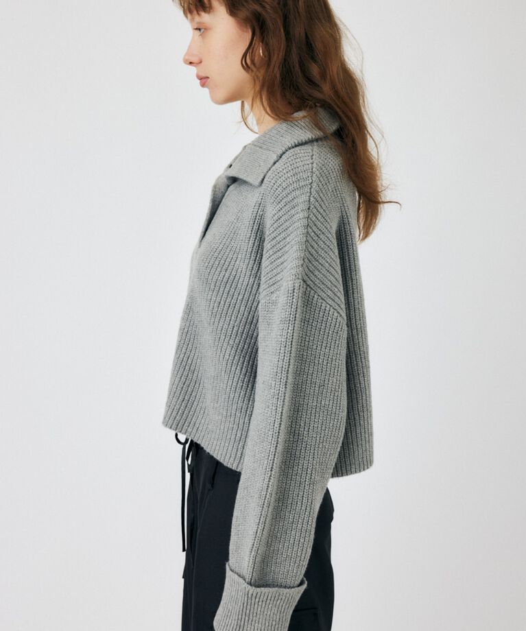 MOUSSY「BUTTON UP HI NECK KNIT トップス」|ニット・セーター|