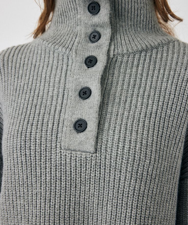 MOUSSY「BUTTON UP HI NECK KNIT トップス」|ニット・セーター|