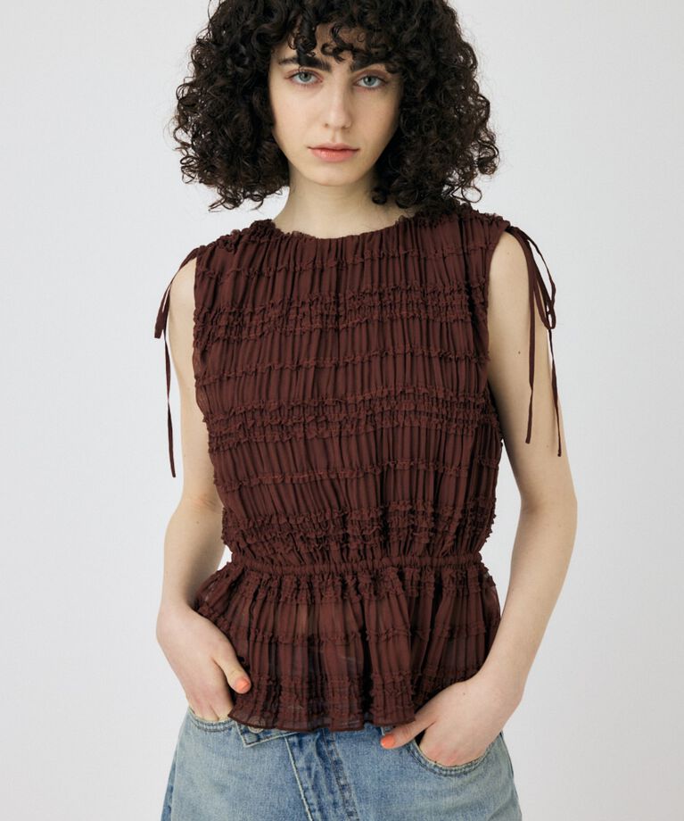 MOUSSY「FRILL CHIFFON ブラウス」|シャツ・ブラウス|BRN