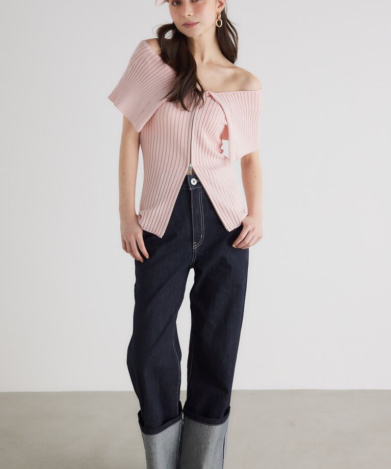 rienda「BIGカラーオフショル Knit TOP」|ニット・セーター|