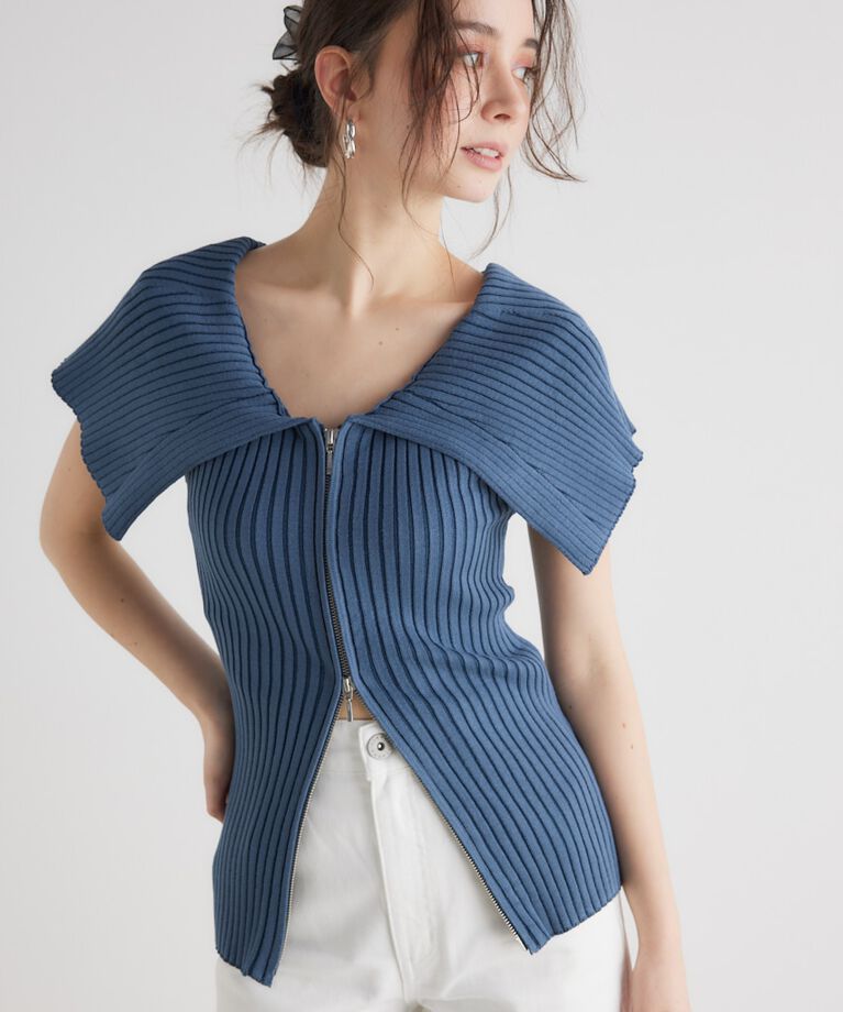 rienda「BIGカラーオフショル Knit TOP」|ニット・セーター|